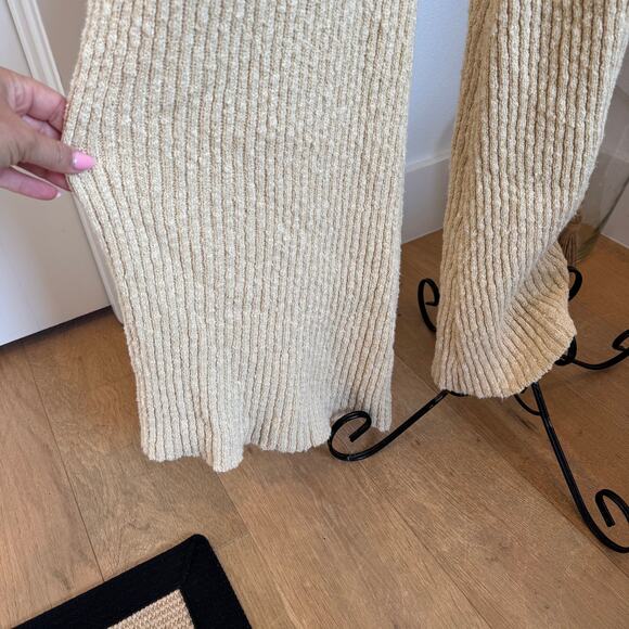 Free People Beach Oatmeal Yellow Ribbed Knit Sweater Wide Leg Pant Tank Set  XS - Picture 9 of 12